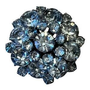 VTG 1950s Clear Rhinestone Layered Domed Brooch Pin Unsigned Schreiner? 1.25”